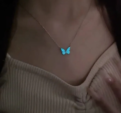 Blue Luminous Smart Butterfly Necklace or Bracelet set