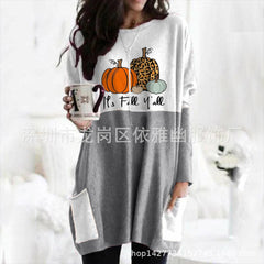 Adorable COZY Pumpkin Halloween Long Sleeve Pocket Dress