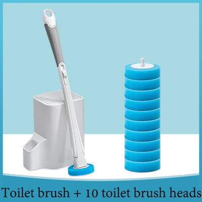 Toilet Brush And Holder Set With Disposable Toilet Bowl Wand Refills, Ergonomic Handle
