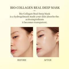 4PK Bio-Collagen Deep Bio-Collagen Real Deep Mask, Hydrating Overnight Hydrogel Face Mask, Pore Minimizing, Elasticity, Plumping, Travel Essentials & Self Care Gifts for Women