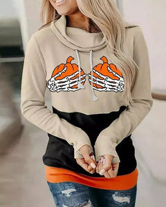Funny, Novelty Pumpkin Hand Sweatshirt for Women