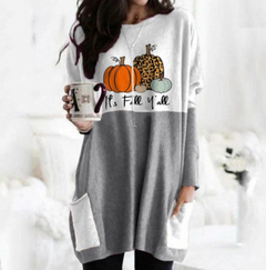 Adorable COZY Pumpkin Halloween Long Sleeve Pocket Dress