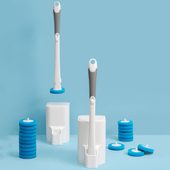 Toilet Brush And Holder Set With Disposable Toilet Bowl Wand Refills, Ergonomic Handle