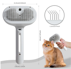 2-in-1 Pet Steam Spray Grooming Brush – Self-Cleaning Deshedding Brush for Dogs & Cats